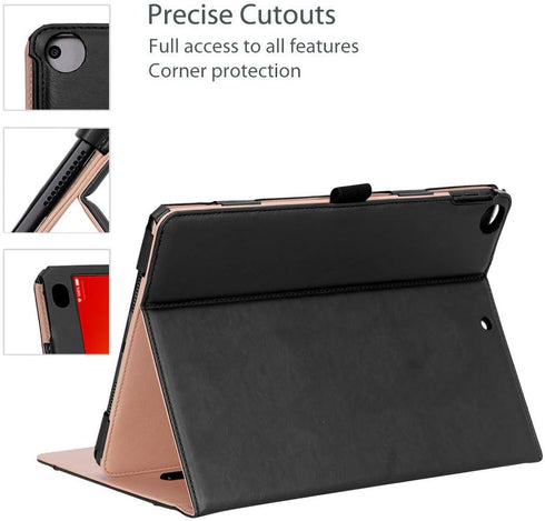ProCase for iPad 10.2 Inch Case 2021 9th Gen/2020 8th Gen/2019 7th Gen, Leather Vintage Stand Folio Cover - Black