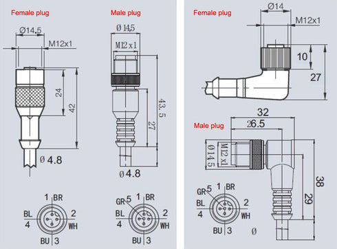 Eonvic Industrial M12 5 Pin Male Aviation Sensor Connector with Electrical PVC Cable