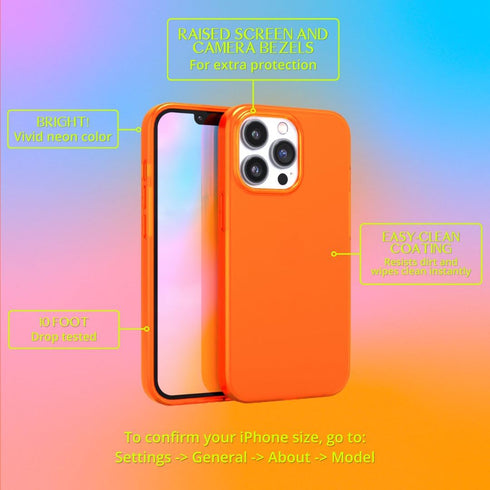 FELONY CASE - iPhone 12 Pro Max Neon Orange Clear Protective Case, TPU and Polycarbonate Shock-Absorbing Cover