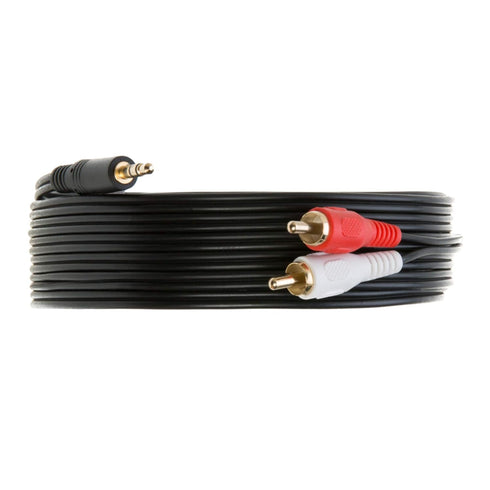 3.5mm Male Audio to 2 RCA Stereo Cable, Available in 6ft, 10ft, 12ft, 15ft, 25FT (12FT)