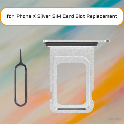 Risidamoy 10 A1865 A1901 A1902 for iPhone X Silver SIM Card Tray Holder Replacement Single SIM Version for iPhone Card