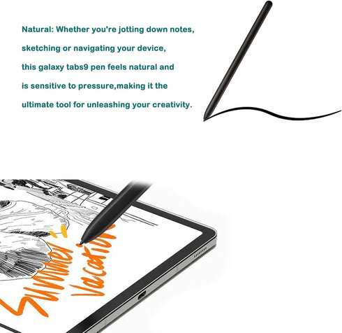 Galaxy Tab S9 Stylus Pen with Bluetooth - Replacement Pen for Samsung Galaxy Tab S9, Tab S9 Plus, Tab S9 Ultra, Black