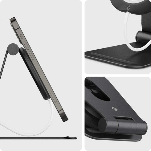 Spigen Mag Fit S, Adjustable Phone Stand for MagSafe Charger, Compatible with iPhone 15/14/13/12 Series, Black