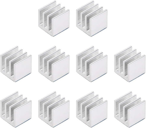 uxcell 10x10x10mm Silver Tone Aluminum Heatsink, Thermal Adhesive Pad Cooler for 3D Printers, 10Pcs