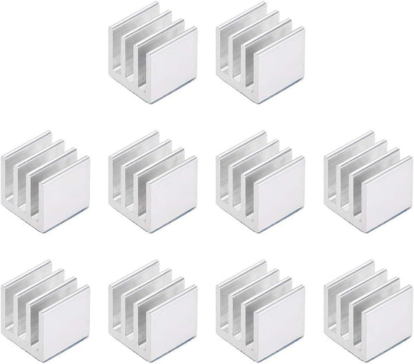 uxcell 10x10x10mm Silver Tone Aluminum Heatsink, Thermal Adhesive Pad Cooler for 3D Printers, 10Pcs