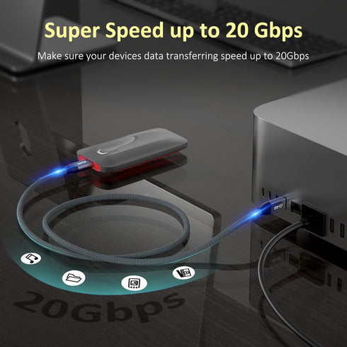USB C to USB C 3.2 Gen 2 Cable, 6.6Ft, 100W PD Charging, 20Gbps Data, Compatible with MacBook Pro/Air, Galaxy S23, Brio