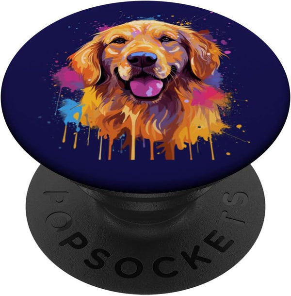 Golden Retriever Dog Portrait PopSockets Swappable PopGrip - Goldie Dog Mom Graphic
