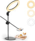 ULANZI Overhead Phone Mount with 10" Selfie Ring Light, Tabletop Light Stand with 360° Shooting Arm for Video Recording