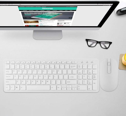 Keyboard and Mouse Sets, High Sensitivity No Delay 108 Keys Multi-Functional 2.4G Keyboard Mouse Combo (White)