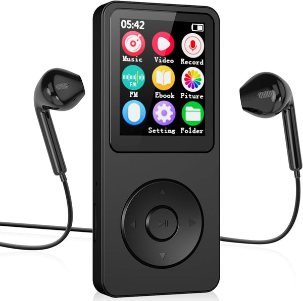YUEHISY Bluetooth MP3 Player, HiFi Lossless Music Player, 2.4" Color Screen, FM, Voice