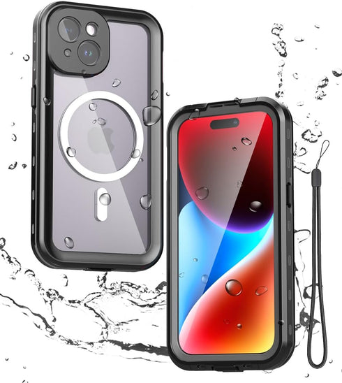 Miimall Waterproof iPhone 15 Case, Built-in Screen Protector, Full-Body Rugged Shockproof Dustproof Magnetic Case