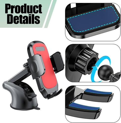 TNAIYH 360 Car Phone Holder, Strong Suction Cup Vehicle Windshield Dashboard Air Vent Cellphone Mount, Rotating