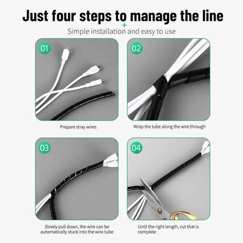 Yosoo Black Spiral Cable Wrap, 6mm/1/4" 2M (6.56ft) Cable Organizer