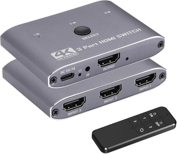 Anber-Tech HDMI Switch 4K@60Hz, 3 Port HDMI Switch 3 in 1 Out with