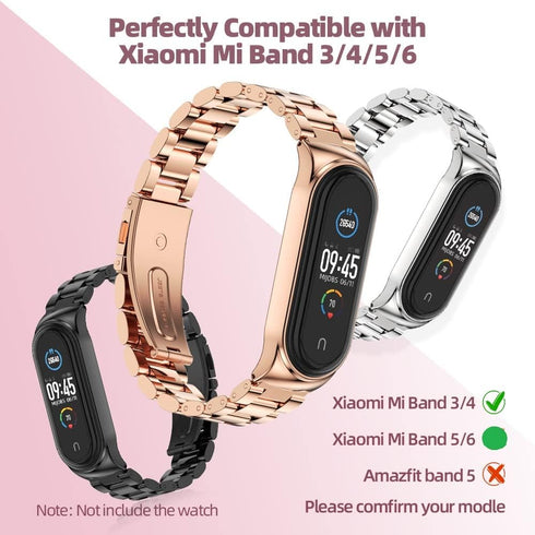 MIJOBS Strap for Xiaomi Mi Band 6 Mi Band 5, Metal Strap Compatible with Mi Band 4 Mi Band 3