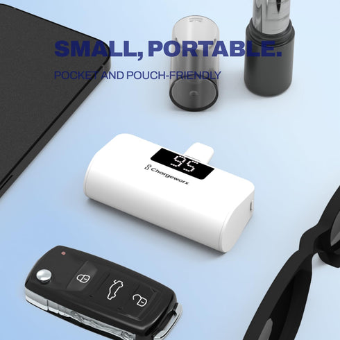 Portable Power Bank with Built-in Lightning Connector, 5,000 mAh, LCD Screen, Fast Charging for iPhone 14 & Older
