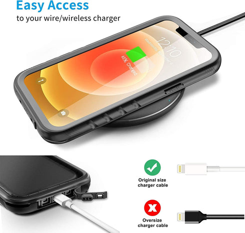 SPORTLINK Waterproof Case for iPhone 12, Full Body Shockproof Dustproof with Screen Protector, Black