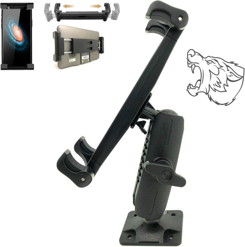 Heavy Duty Tablet GPS Smartphone AMPS Drill Base Dash ELD Mount for Truck, Van, Commercial Vehicle, Semi Fleet Limo