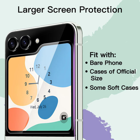 JETech Front Screen Protector for Samsung Galaxy Z Flip 5, 9H Tempered Glass Film, HD Clear, 3-Pack