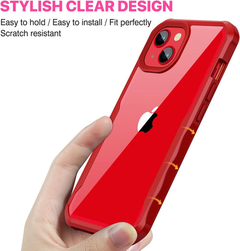 CENHUFO Red Case for iPhone 14/iPhone 13, Built-in Anti Peep Glass Privacy Screen Protector, Full Body Shockproof Cover