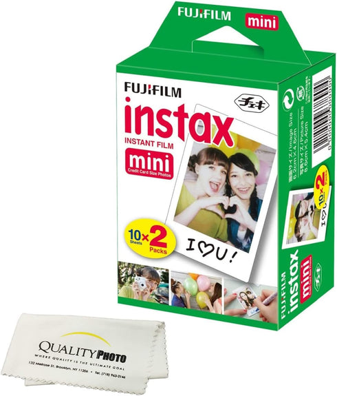 Fujifilm INSTAX Mini Instant Film (White) for Mini 8,9,11,12 Cameras w/Quality Photo Microfiber