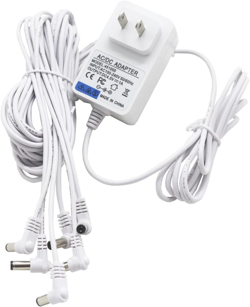 HUZUM 4.5V 6 Power Adapter with Output Jacks Compatible with Lemax Lighted Accessory AC DC Power Adapter for X'Mas