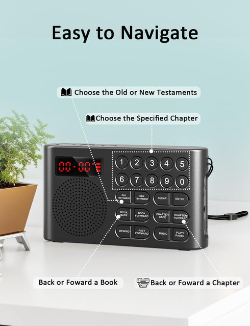 iGuerburn 26H KJV Audio Bible Player for Seniors, Electronic Bible Old & New Testament in King James Version, Easy Read