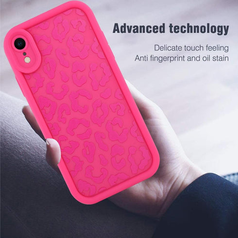 MOWIME Cheetah Print Shockproof Case for iPhone XR 6.1 Inch, Slim Anti Scratch Leopard Case for Women Girls, Hot Pink