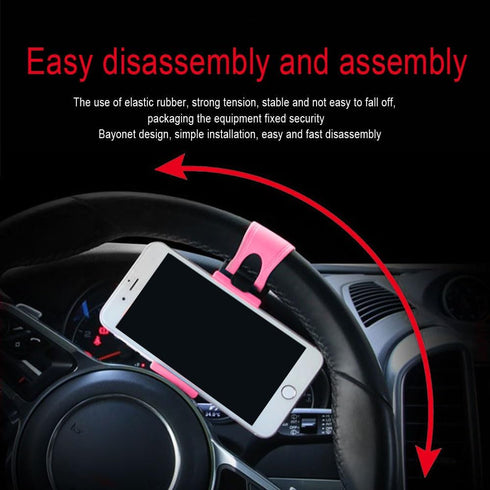 Car Steering Wheel Phone Mount, Steering Wheel Smartphone Mount, Portable Steering Wheel Phone Holder Mount Clip for