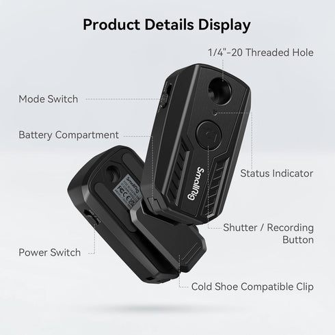 SMALLRIG A7 A7R A7R A7R A7S A7 A6700, FX3, A7C, A7CR, A7C ZV-E10, ZV-E10 R5, R5 R6, R7, R8, R10 Wireless Camera Remote