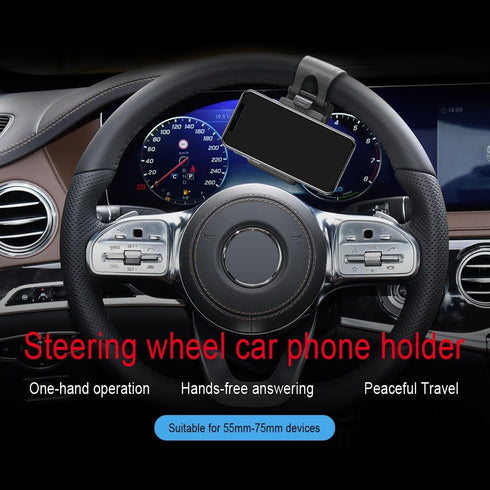 Car Steering Wheel Phone Mount, Portable Smartphone Holder Clip for iPhone 14/13/12/11 Pro Max/XR/XS/S21/S20/S10/Note