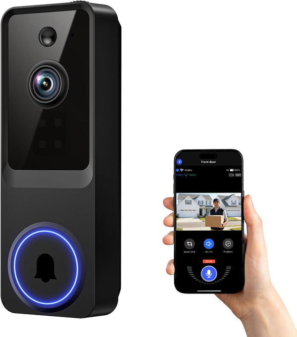 ElioVana 1080P Wireless Home Security Doorbell Camera with ReceiverAI Human DetectionReal-Time Alerts2-Way AudioBattery
