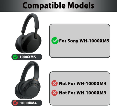 Adhiper Replacement Earpads for Sony WH-1000XM5 Noise Canceling Headphones, Ear Cushions with Soft Cooling Gel,Memory Foam Headphone Earpads(Black)