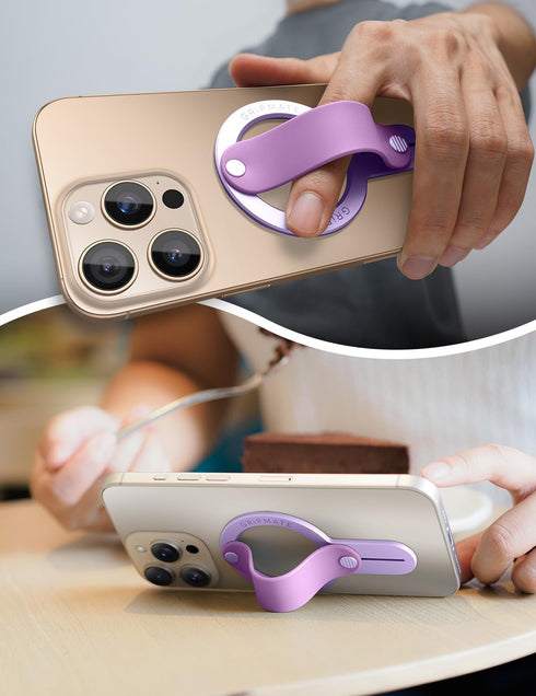 GripMate 17 16/15/14/13/12,Purple for Magsafe Phone Grip for iPhone - Magnetic Phone Ring Holder Detachable for iPhone