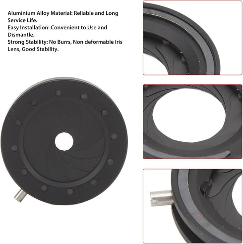 Yscryptoline 12 1.2 18mm Adjustable Iris Aperture Diaphragm, Manual Lens Adapter with Blades, to Aluminum Alloy Iris