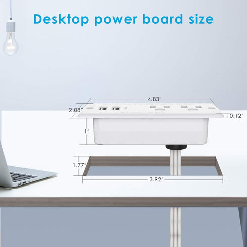 Jgstkcity Grommet 9.85ft Recessed Power Strip with USB,Flat Plug Ultra Thin Extension Cord,Furniture Desktop Charging