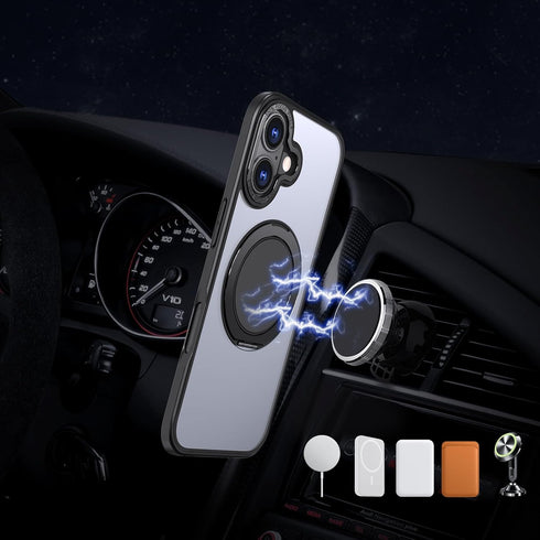 HCXLYP 17 360 2 17 for iPhone Case with Magnetic Stand, Compatible with MagSafe, with Tempered Glass Film