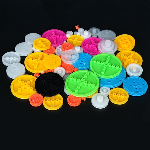 URIMPAVIDO 95PCS Set (95) Belt Pulley Plastic Belt Pulley with Rubber Band for RC Car Truck Robot DIY Model Toy
