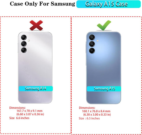 Qinmay 3-Layer Shockproof Phone Cover for Samsung Galaxy A15 5G with HD Screen Protector, WinRedPink