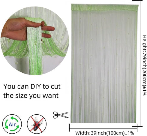 Decorative Door String Curtain Wall Panel Fringe Window Room Divider Blind for Wedding, Coffee House, Restaurant -