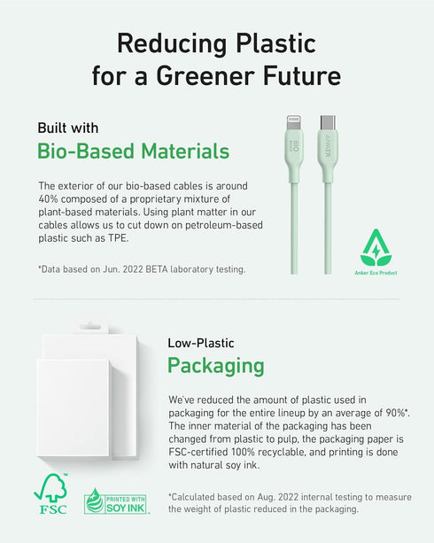 542 10FT, 30W 15,000 Anker Bio-Nylon USB-C to Lightning Cable Eco-Friendly Fast Charging Cable, Supports Power Delivery