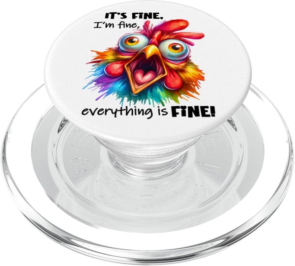 Funny Rooster Chicken Coop Apparel It's Alright, I'm Alright, Everything's Alright PopSockets PopGrip for MagSafe
