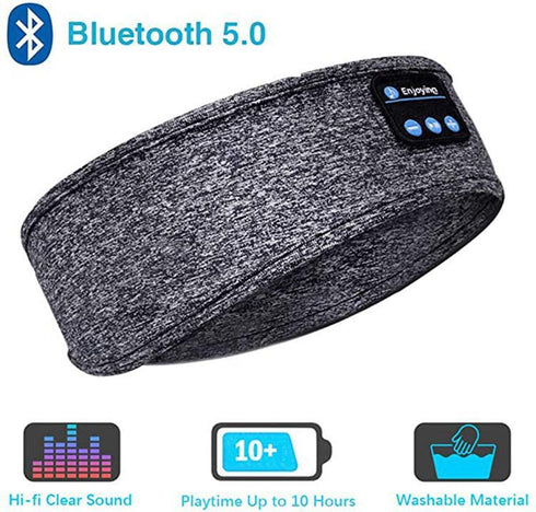 Wireless Bluetooth Sports Headband Headphones, Ultra-Thin HD Stereo for Sleeping, Workout, and Travel (Gray)