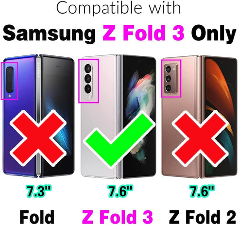 Asuwish Phone Case for Samsung Galaxy Z Fold 3 5G, Slim Protective Mobile Hard Hybrid Back Cell Accessories with