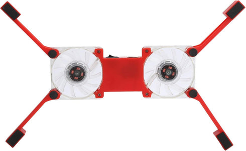 DR-S02 Laptop Cooling Pad, Folding Cooler with Dual Fans, Portable USB Powered Notebook Radiator Stand (Red)