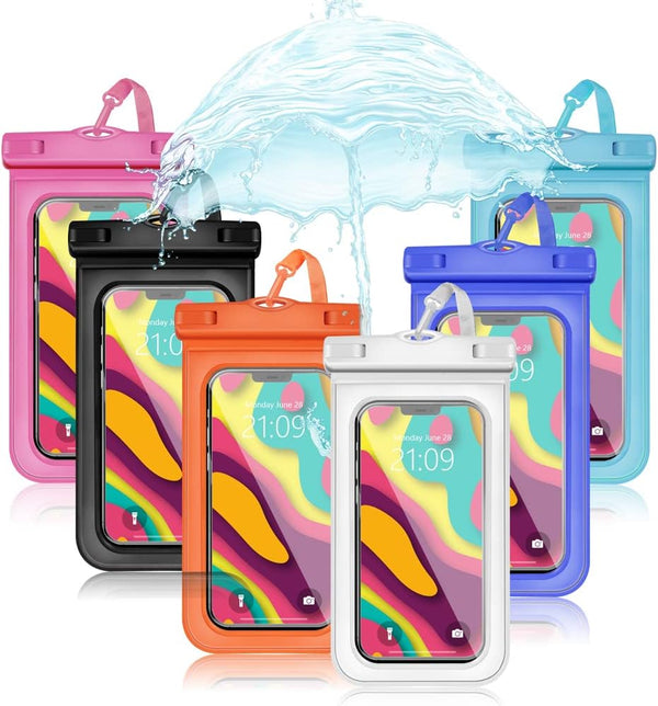 6 pcs Universal Waterproof Phone Pouch, Compatible for iPhone 11 12 13 Max Pro XS Samsung Galaxy s22 s10, IPX8 Plastic