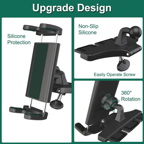 Car CD Slot Mount Tablet Holder for 4-13" iPad & Phone, Universal 360 Rotation for Car Truck Front