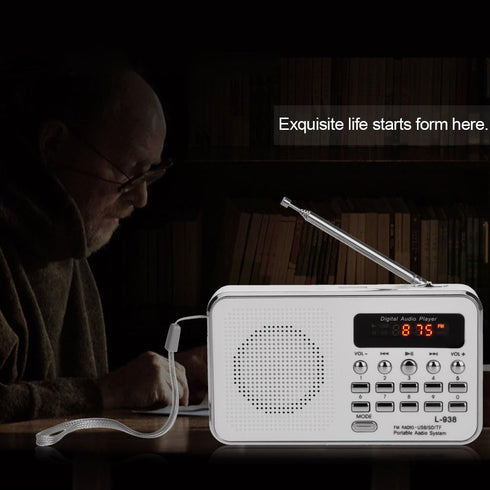 Docooler L-938 3W MP3 1.5 Inch MMC Mini FM Radio Digital Portable Stereo Speaker Audio Player High Fidelity Sound