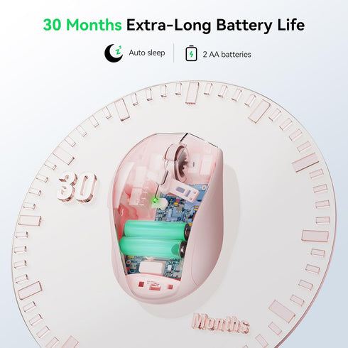 TECKNET Wireless Mouse, 2.4G USB Computer Mouse with 6-Level Adjustable 4800 DPI, Ergonomic Grips, Pink
