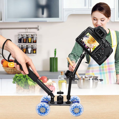 Tiiyee 10KG Camera Slider, Camera Table Dolly Slider Desktop Load Rail Roller Track Capacity Skater Car for DSLR